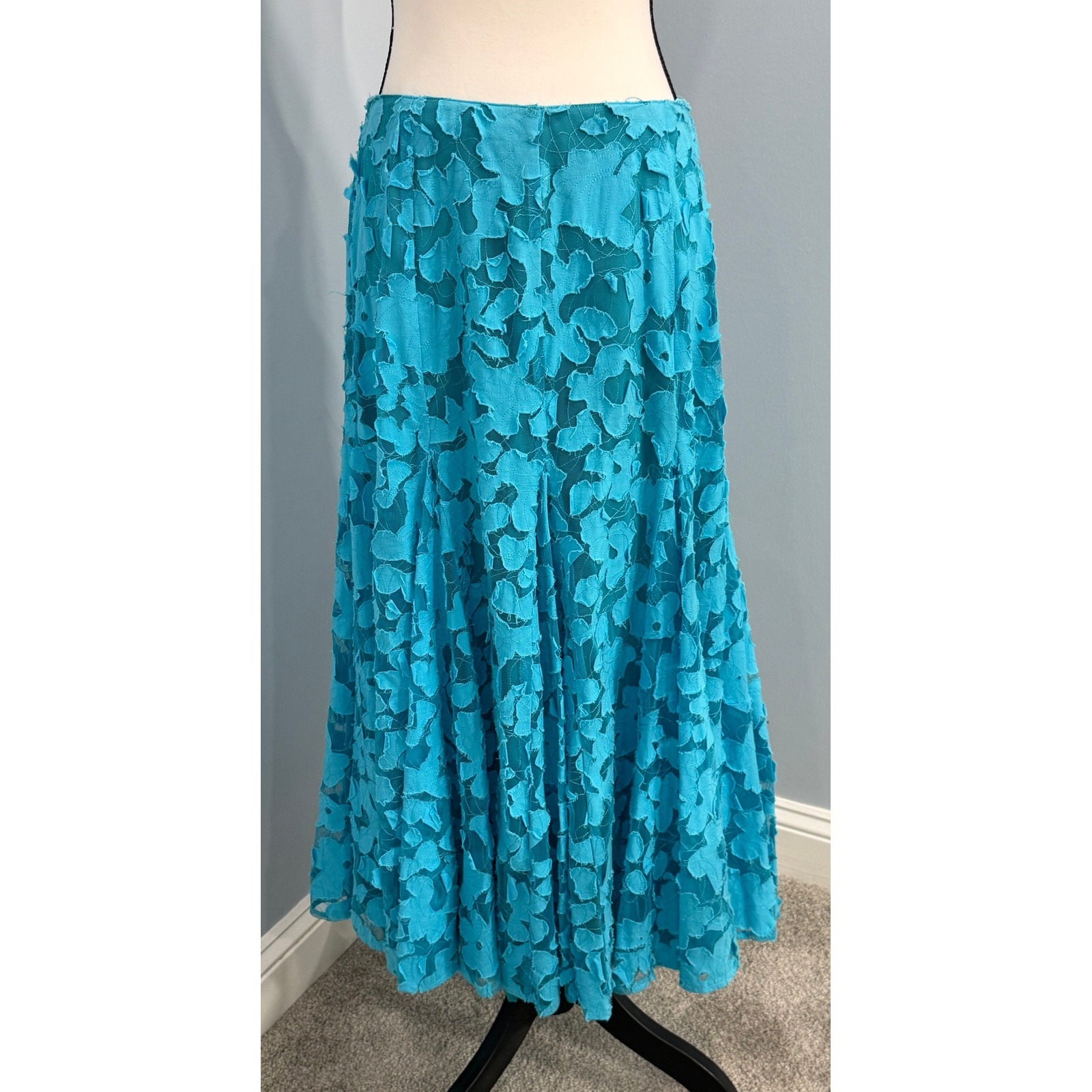Vintage A La Carte Paris Maxi Skirt Size 81 Floral Applique Boho Fairycore, Y2k